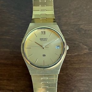 Mens Seiko gold tone watch